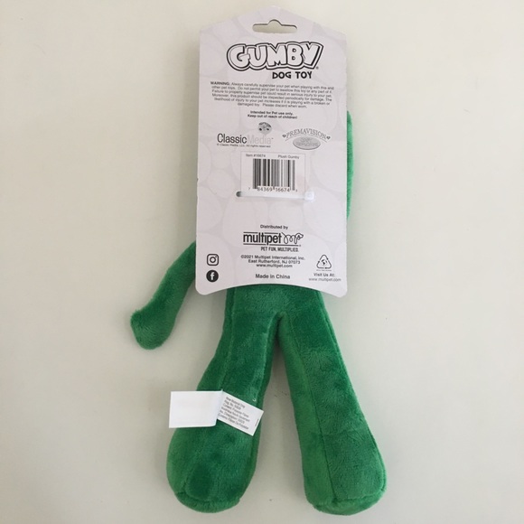 NEW Dog Toy Gumby Plush Green Squeaker Toy Pet Entertainment - Picture 5 of 5